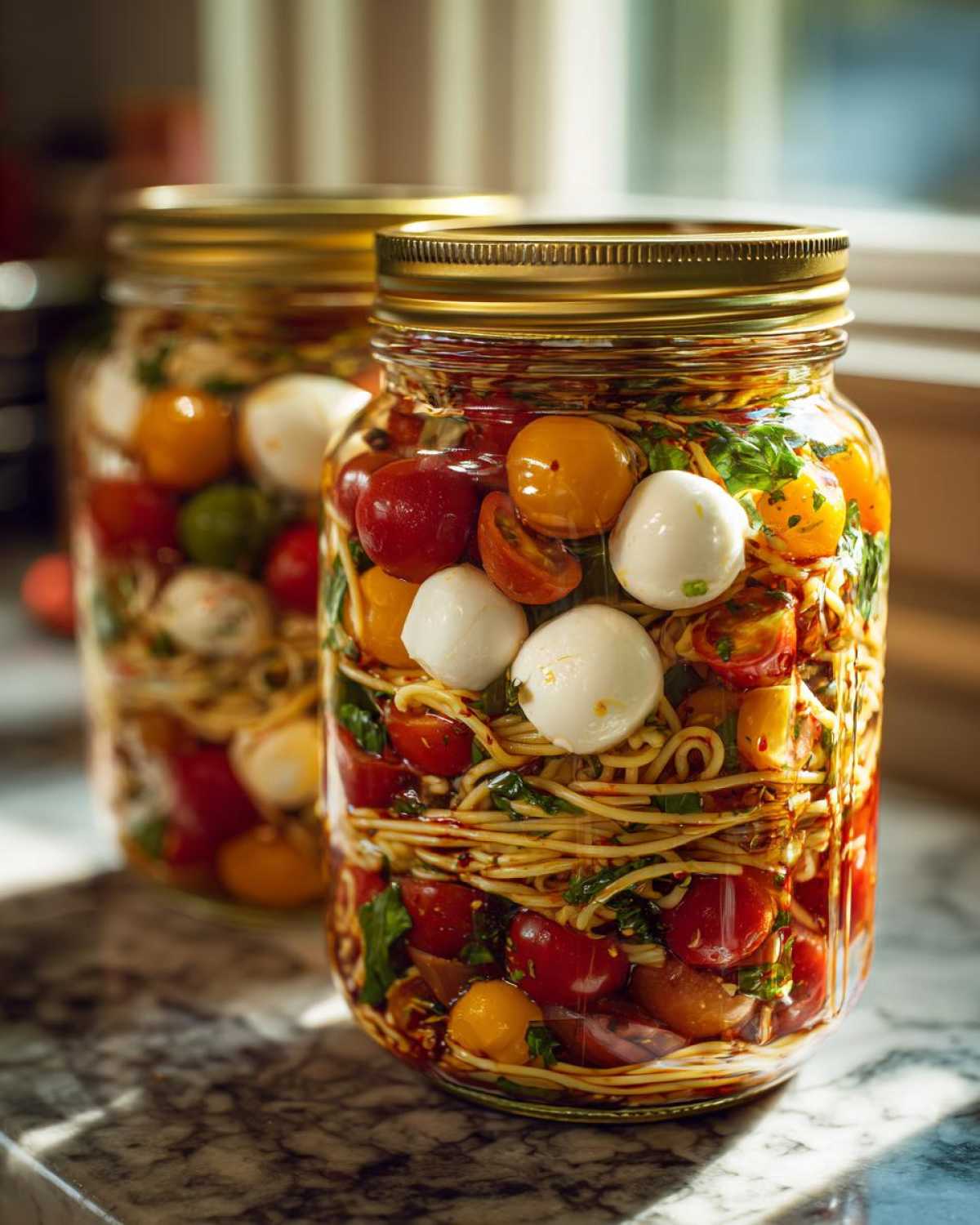 Caprese Pasta Salad Jars - detail 1