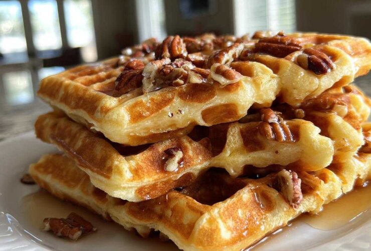 Fluffy Maple Pecan Waffles