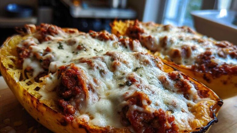 Spaghetti Squash Lasagna Boats