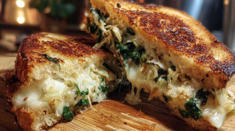 Spinach Artichoke Grilled Cheese