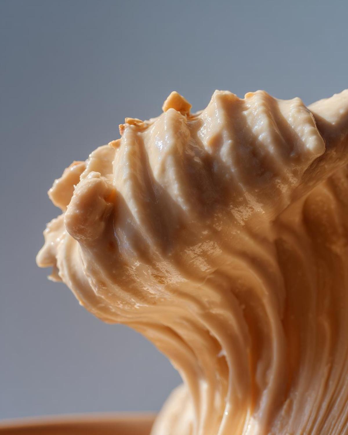 Extreme close-up showing the thick, creamy, and textured swirl of Vegan Creamy Cashew Alfredo Sauce.